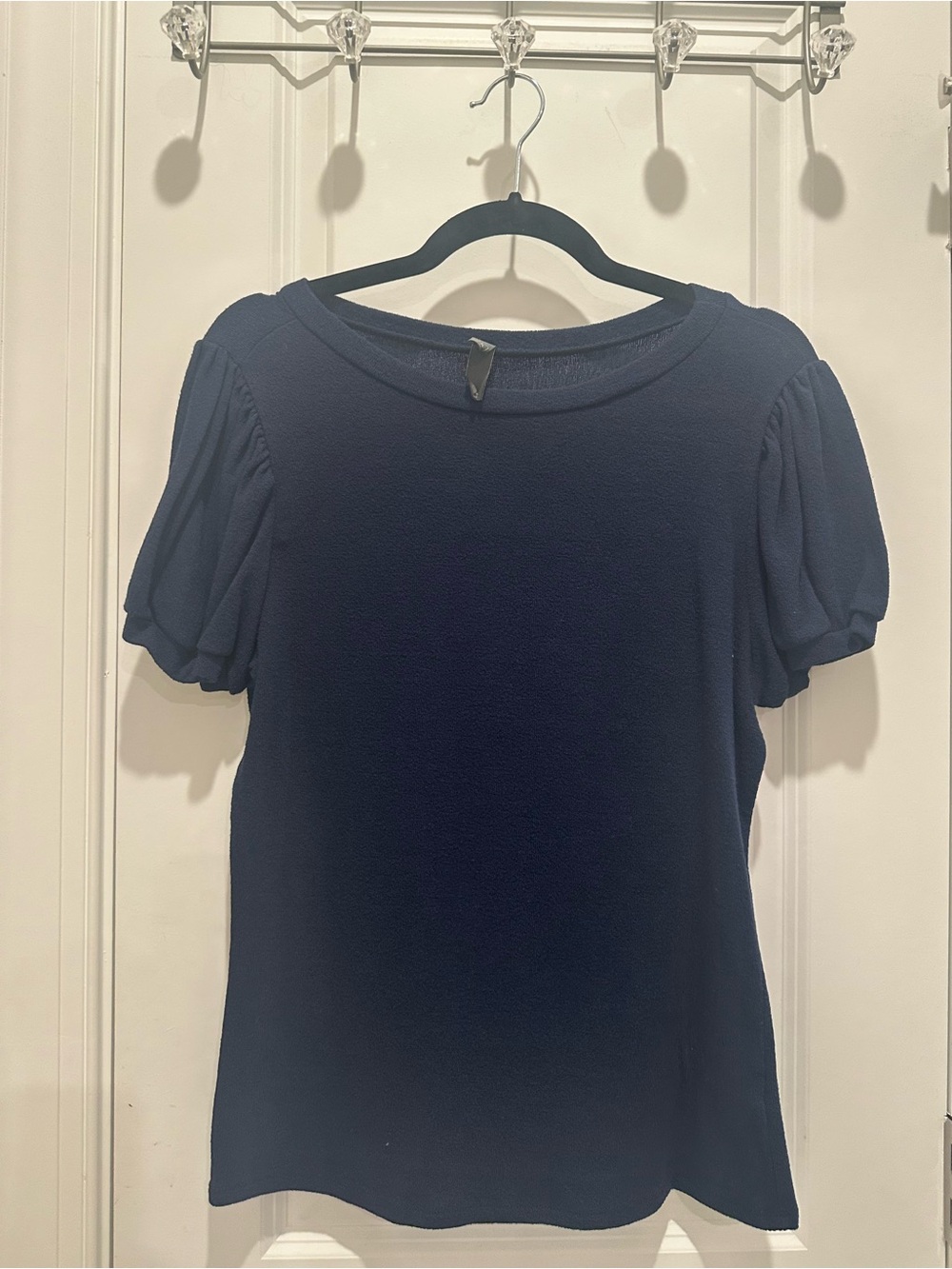 Alya Navy Short-Sleeve Puff-Sleeve Tee